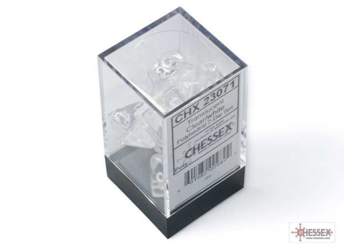 Translucent Clear/White, 7-Die Set - Cantrip